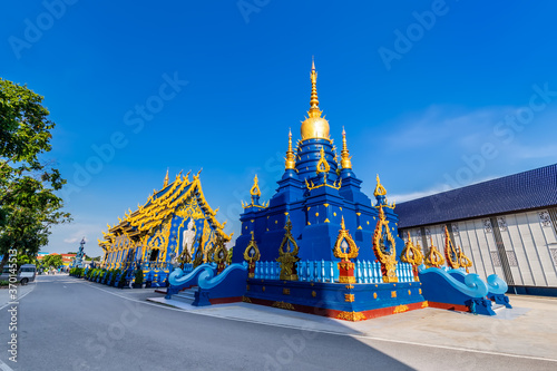 Wat Rong Suea Ten or the Blue Temple is above all its magnificent blue interior at Chiang Rai, Thailand
