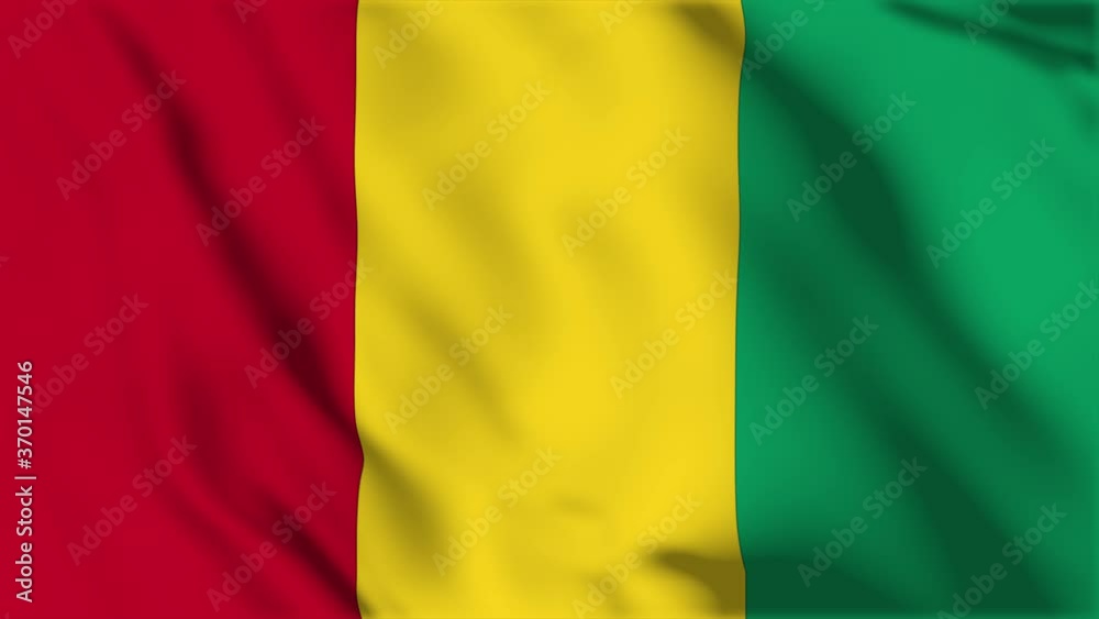 Waving flag loop. National flag of Guinea Waving flag loop. National flag of Guinea