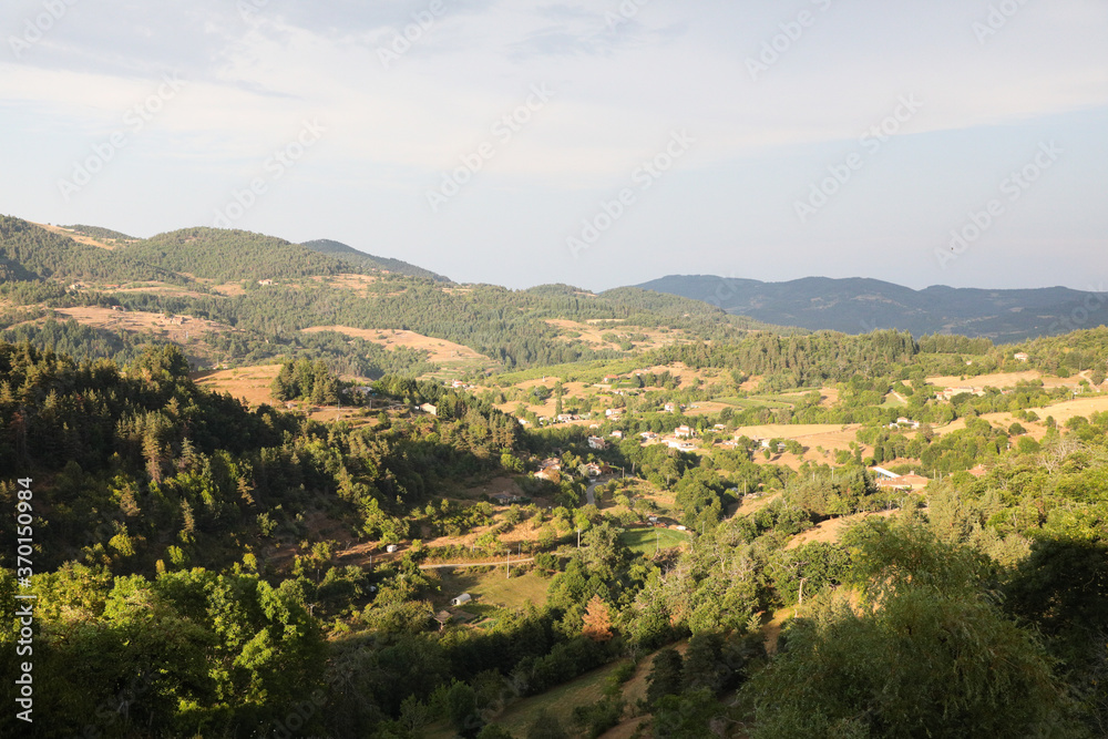 Rural Landscape in the early Morning in the Ardeche, France