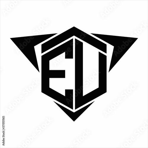 EU Logo monogram with wings arrow around design template on white background
