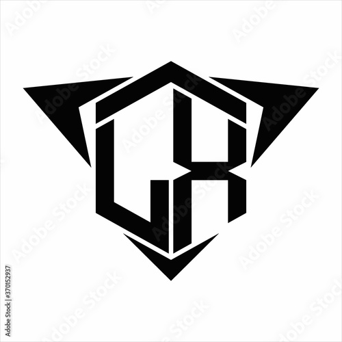 LX Logo monogram with wings arrow around design template on white background