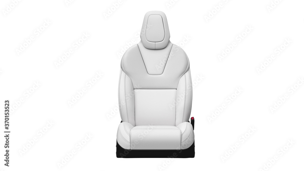 Seat car chair white leather automobile, front view. 3D rendering Seat car chair white leather automobile, front view. 3D rendering