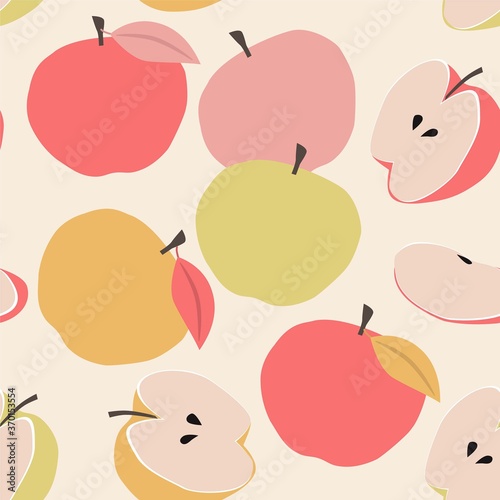 Vector seamless pattern with stylized apples. Modern abstract design for paper, cover, fabric, interior decor and other uses.