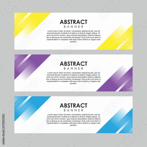 Set of Abstract Trendy Banner Design Template Vector, Professional Modern Graphic Banner Element with Yellow, Purple and Blue Geometric Background