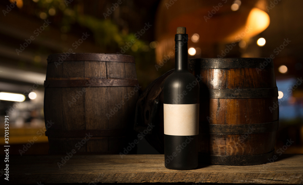Old wooden barrel on a brown background Old wooden barrel on a brown background