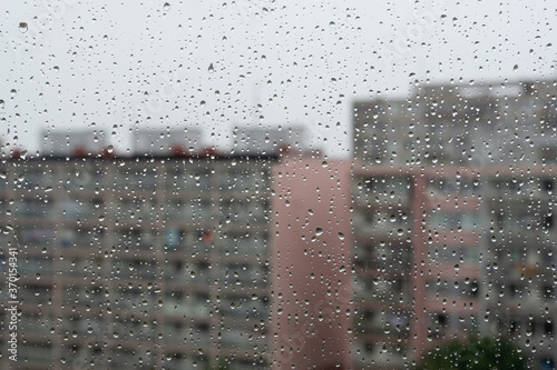 Rainy view to the city
