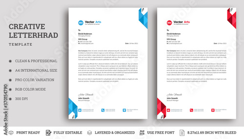 Modern Letterhead vector template design. Creative & Modern business style print ready letterhead for your corporate business.