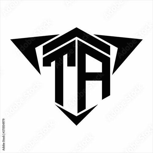 TA Logo monogram with wings arrow around design template on white background photo