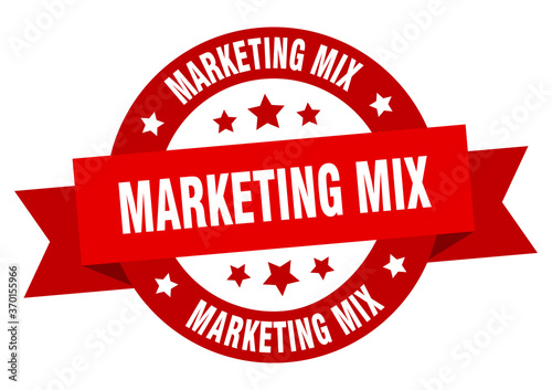 marketing mix round ribbon isolated label. marketing mix sign