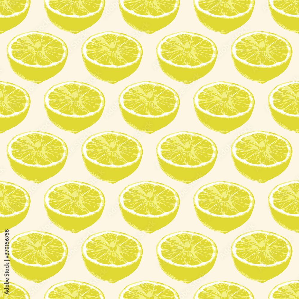 Lemon Slices Background Vector Seamless Pattern