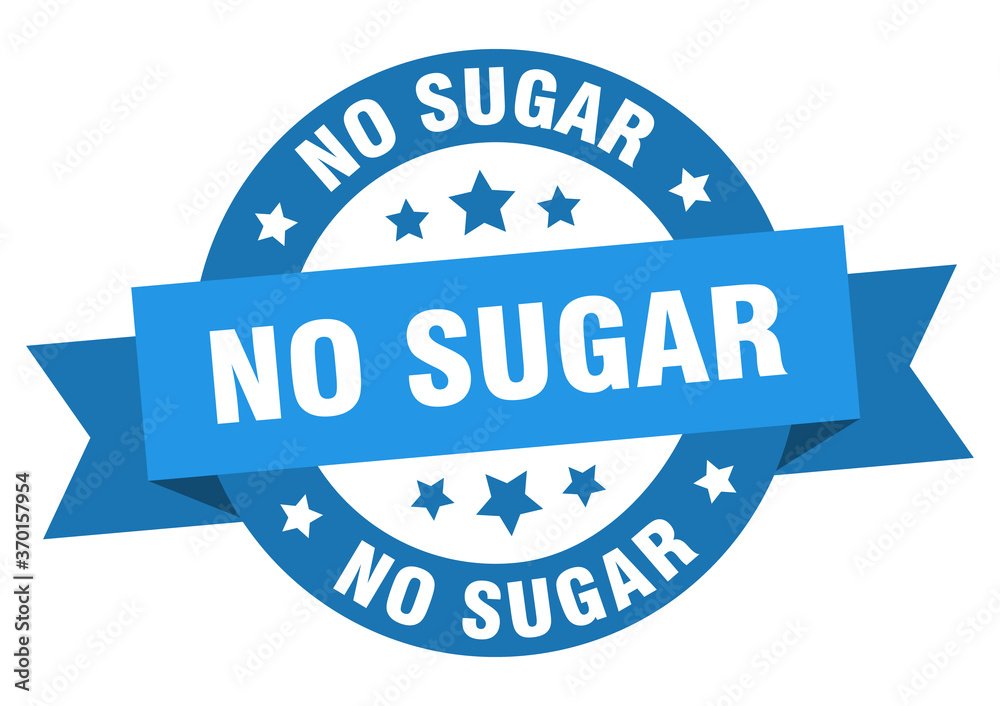 no sugar round ribbon isolated label. no sugar sign