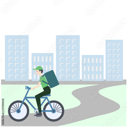 Fototapeta Naklejka Na Ścianę i Meble -  自転車で荷物を運んでいる男性