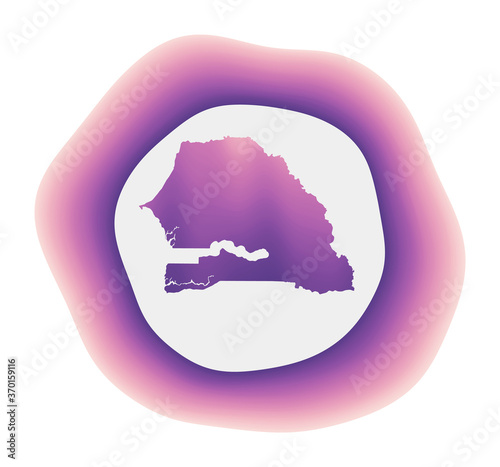 Senegal icon. Colorful gradient logo of the country. Purple red Senegal rounded sign with map for your design. Vector illustration.