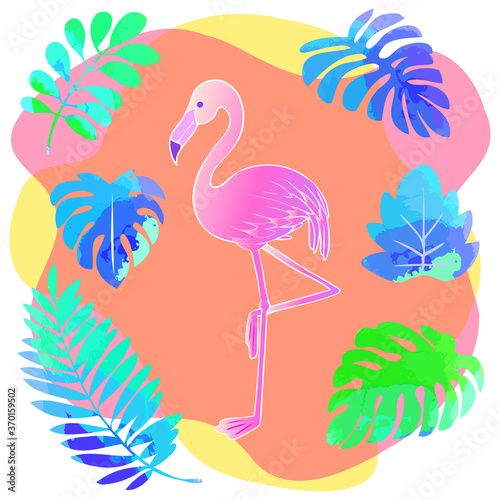 フラミンゴトロピカルデザインイラスト素材