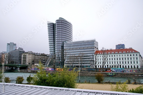 Canvas Print view to famous Uniqa tower in Vienna