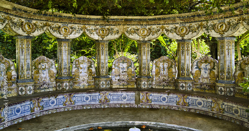 Azulejos panels depicting typical 18th century scenes in the Quinta dos Azulejos in Lumiar, Lisbon, Portugal. photo