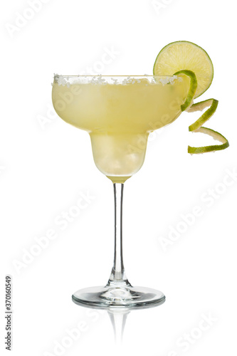 Lime margarita cocktail isolated on white background