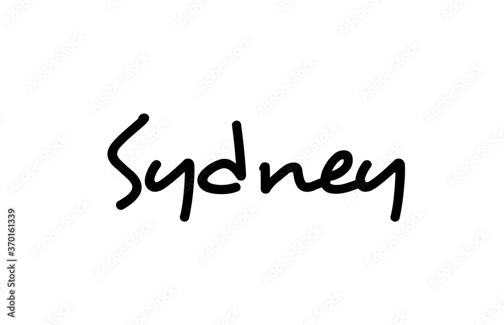 Sydney city handwritten word text hand lettering. Calligraphy text. Typography in black color