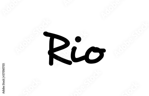 Rio city handwritten word text hand lettering. Calligraphy text. Typography in black color