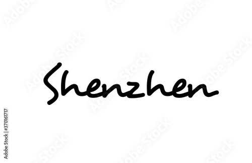Shenzhen city handwritten word text hand lettering. Calligraphy text. Typography in black color