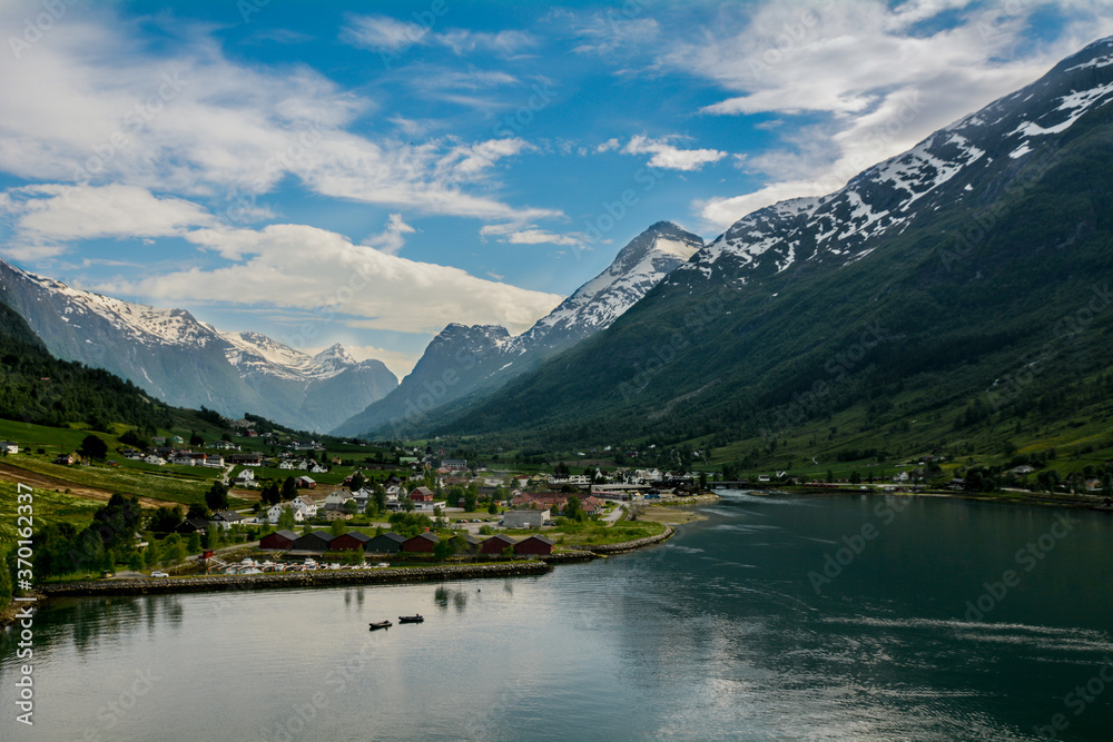 Olden, Norway, view of mountains from cruise ship