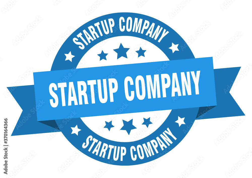 startup company round ribbon isolated label. startup company sign