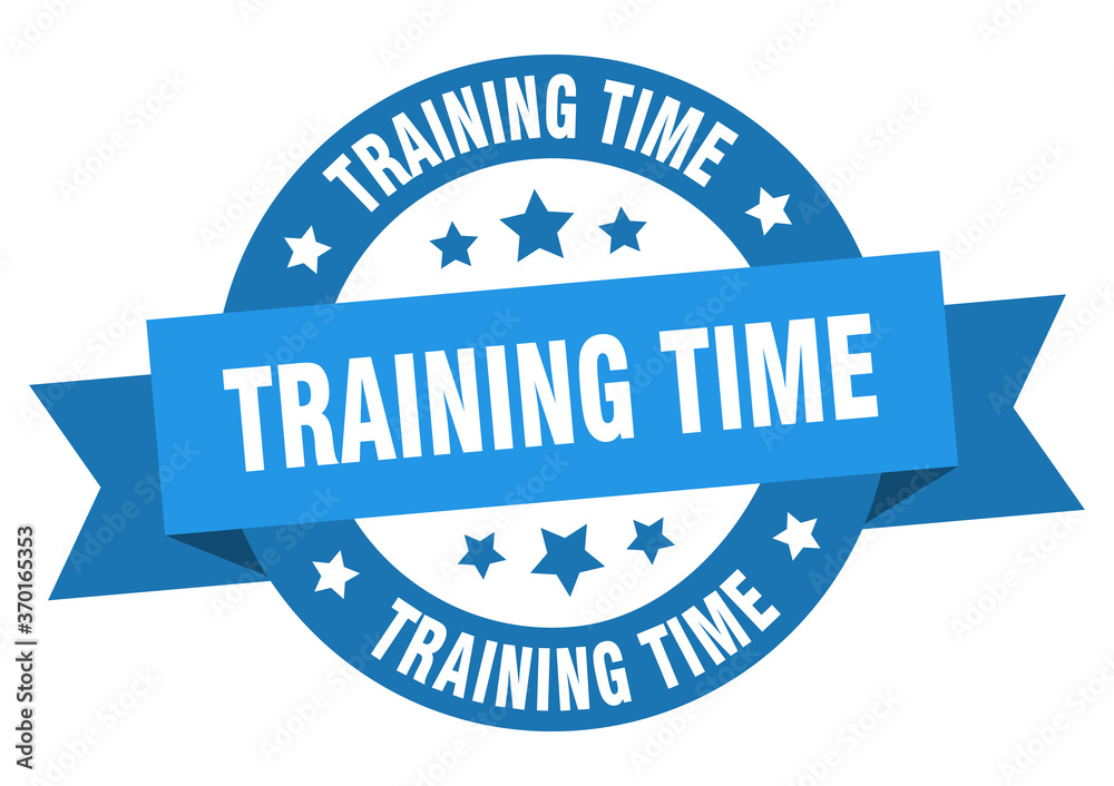 training time round ribbon isolated label. training time sign