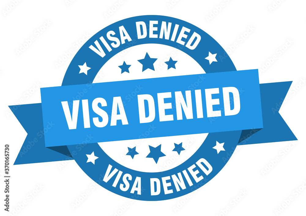 Fototapeta premium visa denied round ribbon isolated label. visa denied sign