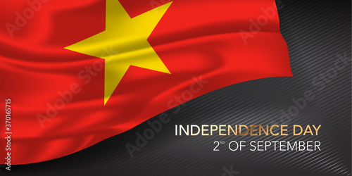 Vietnam happy independence day greeting card, banner with template text vector illustration