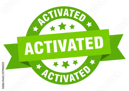 activated round ribbon isolated label. activated sign