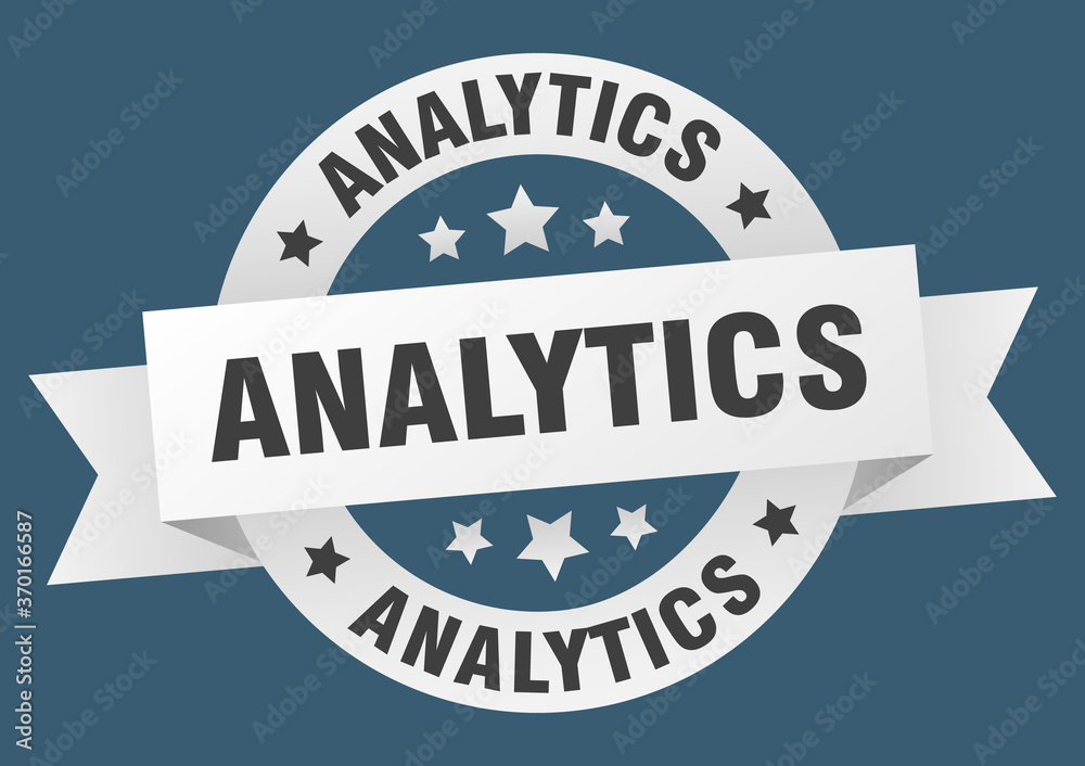 analytics round ribbon isolated label. analytics sign analytics round ribbon isolated label. analytics sign