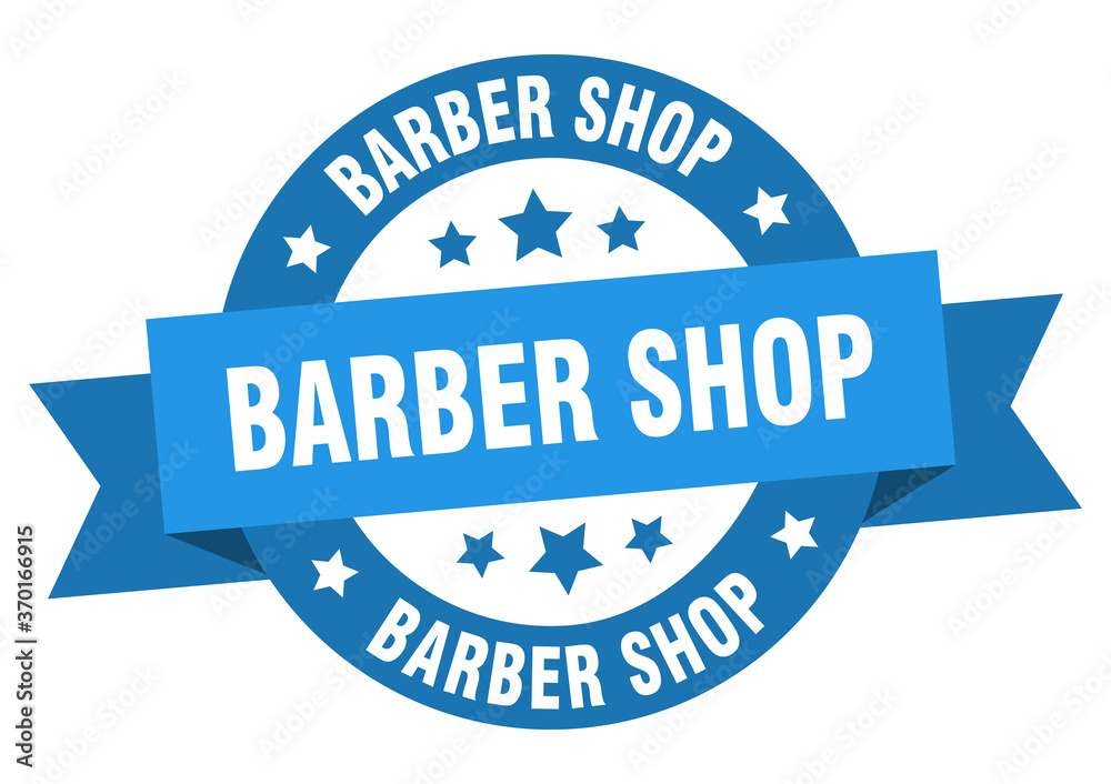 Fototapeta premium barber shop round ribbon isolated label. barber shop sign