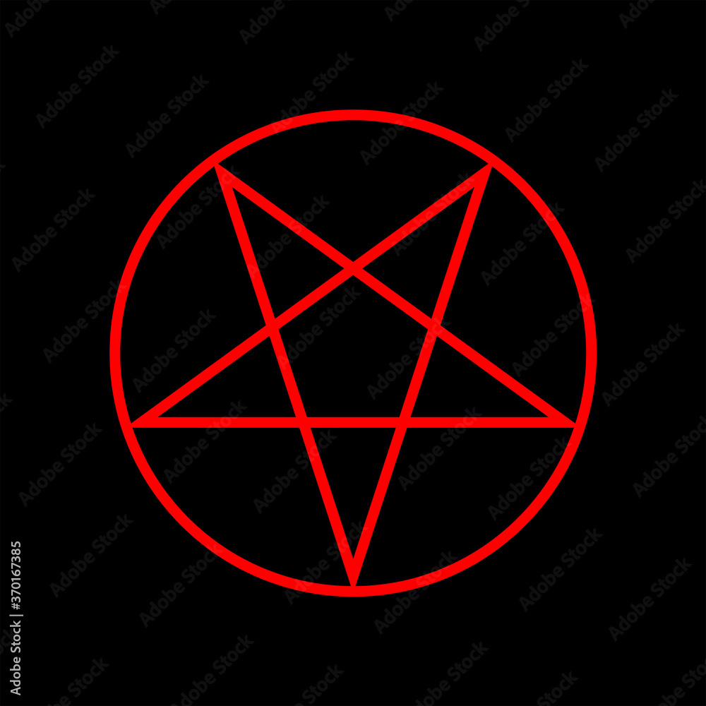 Fototapeta Inverted pentagram red color. Magic sign