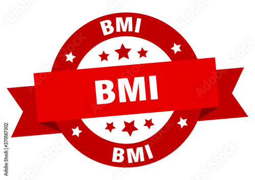 bmi round ribbon isolated label. bmi sign