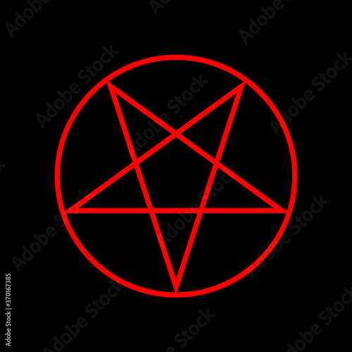 Inverted pentagram red color. Magic sign