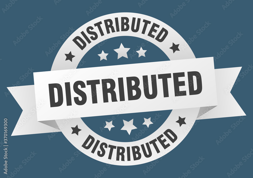 Obraz premium distributed round ribbon isolated label. distributed sign