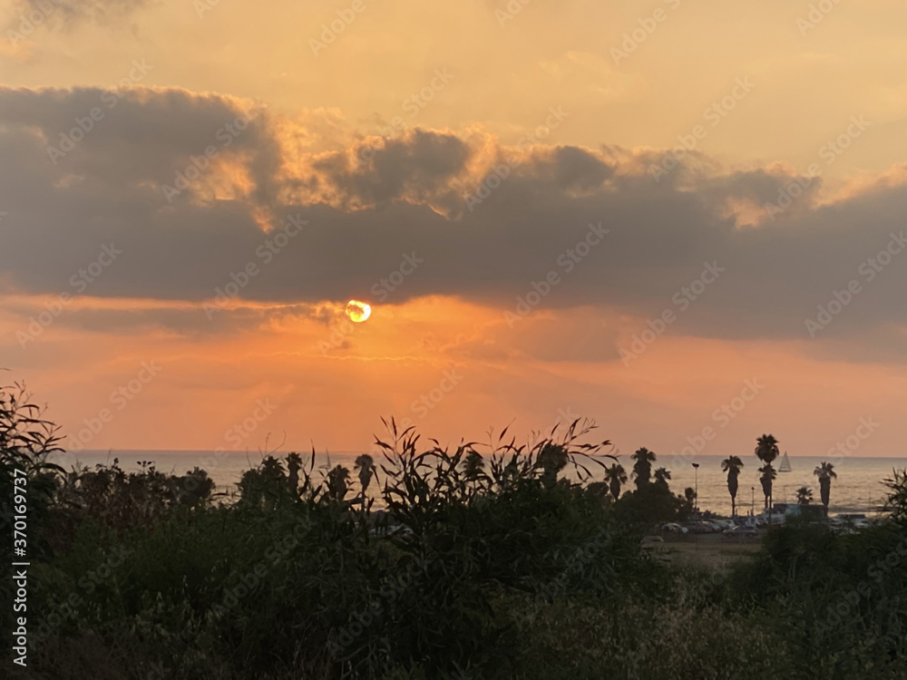 Beautiful sunset over the Mediterranean Sea.