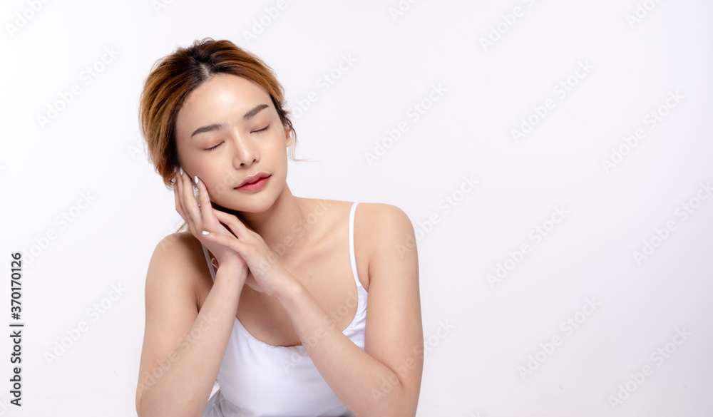 Healthy asian young beauty natural skin. beautiful girl makeup cosmetic model and spa concept Healthy asian young beauty natural skin. beautiful girl makeup cosmetic model and spa concept