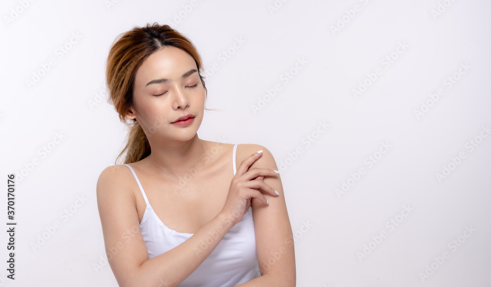 Healthy asian young beauty natural skin. beautiful girl makeup cosmetic model and spa concept Healthy asian young beauty natural skin. beautiful girl makeup cosmetic model and spa concept