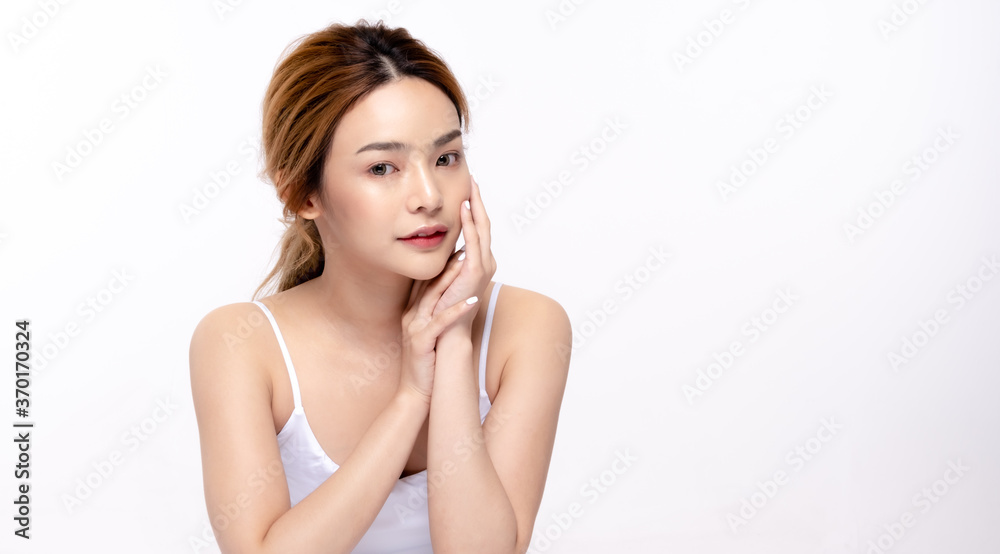 Healthy asian young beauty natural skin. beautiful girl makeup cosmetic model and spa concept Healthy asian young beauty natural skin. beautiful girl makeup cosmetic model and spa concept