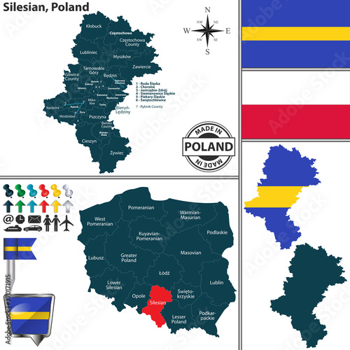 Map of Silesian, Poland