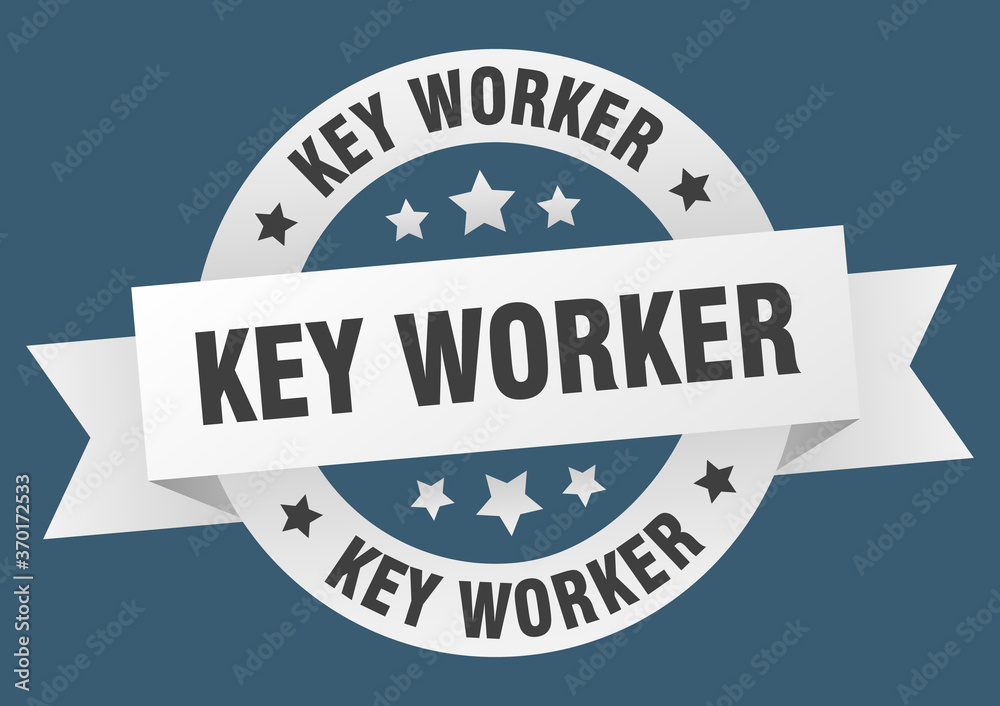 key worker round ribbon isolated label. key worker sign