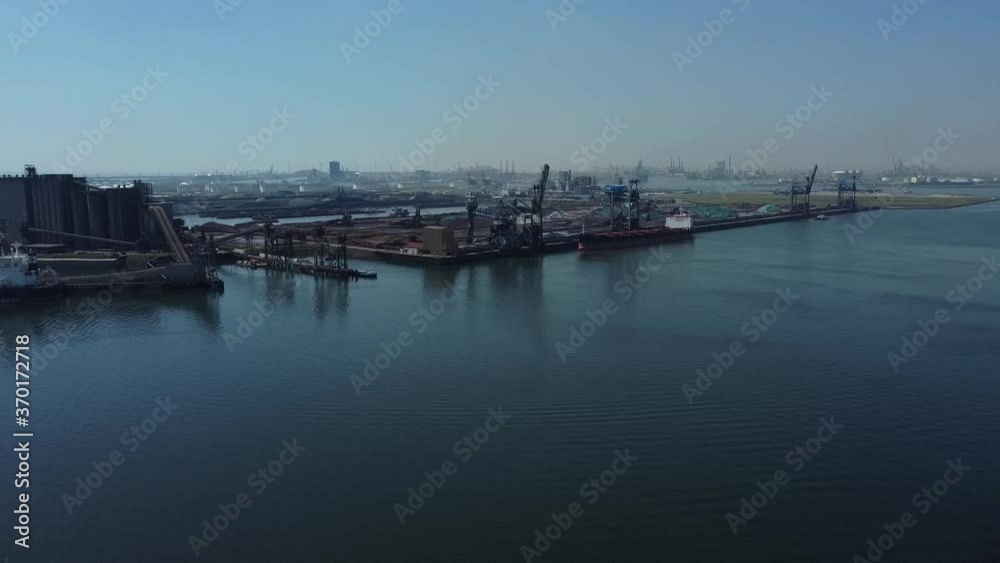 Aerial view of the petroleum harbour Europoort in Rotterdam. Aerial view of the petroleum harbour Europoort in Rotterdam.