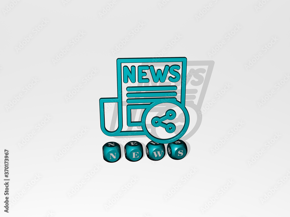 3D graphical image of news vertically along with text built by metallic cubic letters from the top perspective, excellent for the concept presentation and slideshows. illustration and background 3D graphical image of news vertically along with text built by metallic cubic letters from the top perspective, excellent for the concept presentation and slideshows. illustration and background