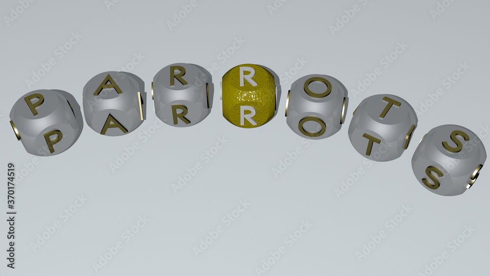 crosswords of PARROTS arranged by cubic letters on a mirror floor, concept meaning and presentation. bird and illustration crosswords of PARROTS arranged by cubic letters on a mirror floor, concept meaning and presentation. bird and illustration
