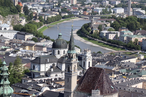 Top view of Salzburg / Austria with river