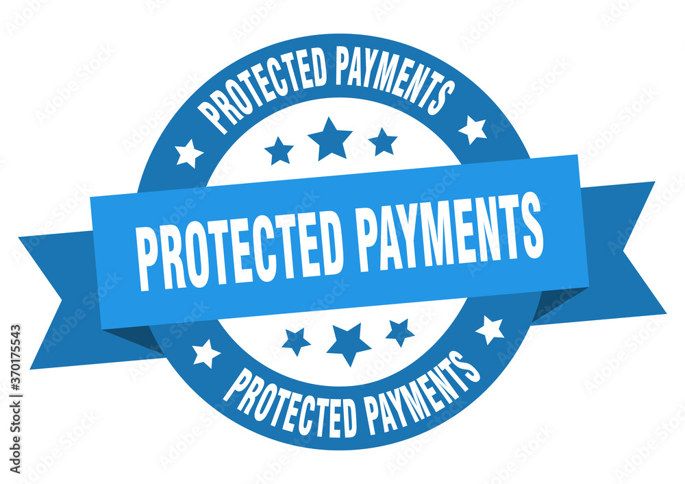 protected payments round ribbon isolated label. protected payments sign