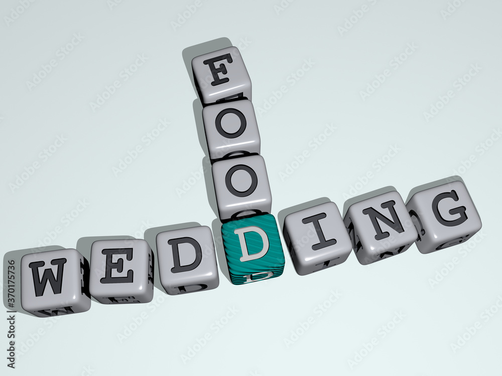 combination of wedding food built by cubic letters from the top perspective, excellent for the concept presentation. background and illustration combination of wedding food built by cubic letters from the top perspective, excellent for the concept presentation. background and illustration