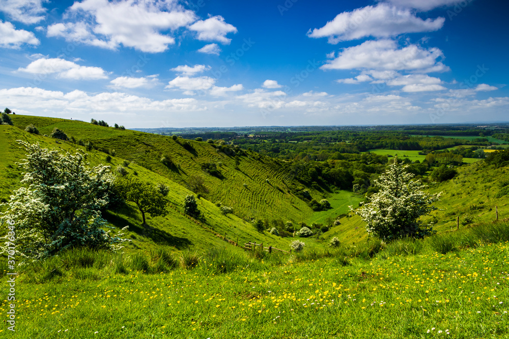 A walk around the north downs in Kent in May from the village of Wye with views of the  devils kneeding trough