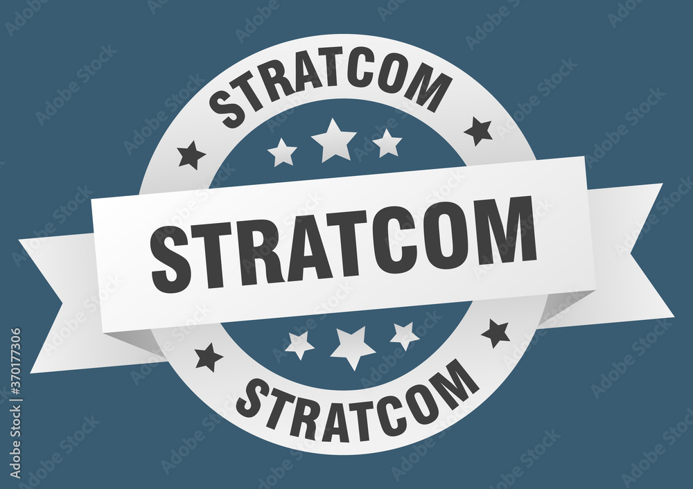 stratcom round ribbon isolated label. stratcom sign